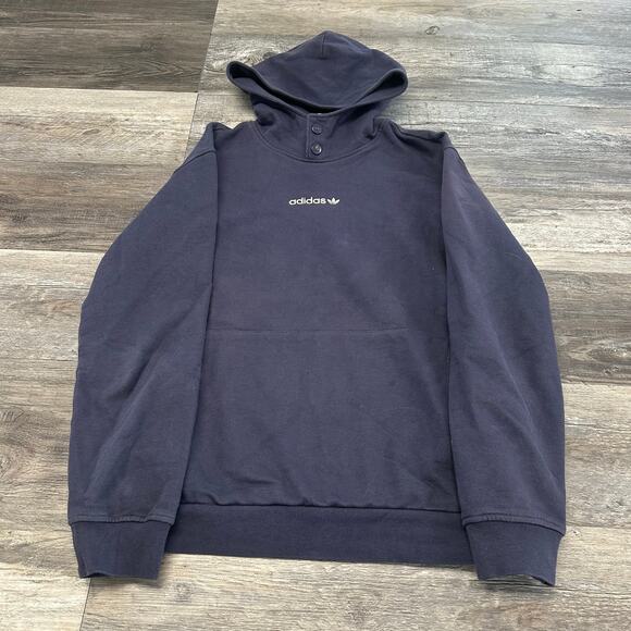 Adidas Originals Adibreak Future Blue Mens M Spell Out Logo Snap Pullover Hoodie - Picture 1 of 9